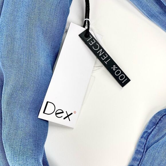 Dex off shoulder tencel chambray denim shirt S - Picture 7 of 12